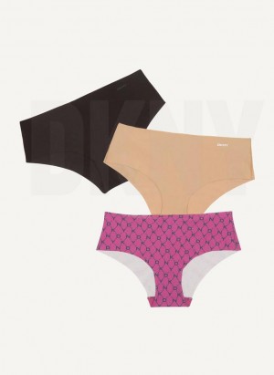 Purple Multicolor DKNY 3 Pack Hipster Women's Panties | Malaysia_D1095