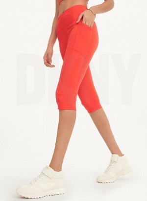 Red DKNY Balance Compression Pedal Pusher Women's Leggings | Malaysia_D0351