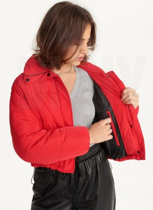 Red DKNY Cropped Women's Puffer Jacket | Malaysia_D0608