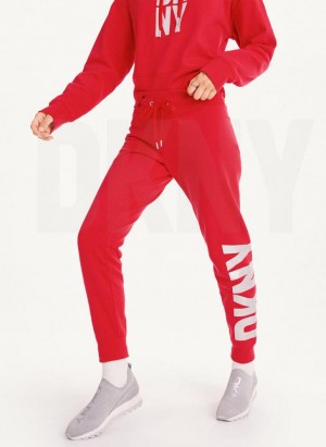 Red DKNY Exploded Logo Women's Joggers | Malaysia_D1981