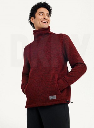 Red DKNY Funnel Neck Pullover Men's Sweatshirts | Malaysia_D1644