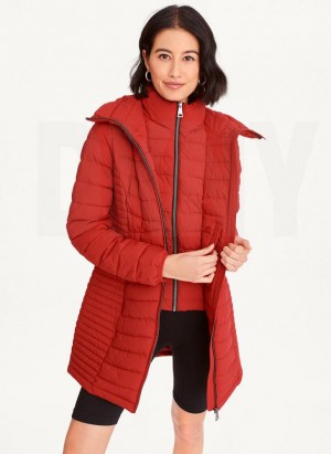 Red DKNY Packable Vestie Walker Women's Coats | Malaysia_D0549