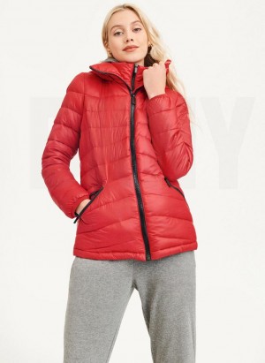 Red DKNY Packable Women's Puffer Jacket | Malaysia_D0356