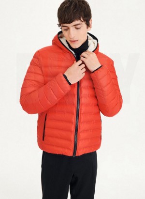 Red DKNY Quilted Reversible Sherpa Men's Jackets | Malaysia_D1386