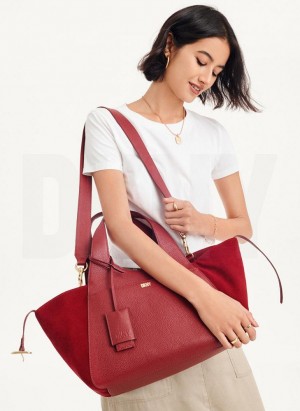 Red DKNY The Medium Effortless Women's Tote Bags | Malaysia_D1518