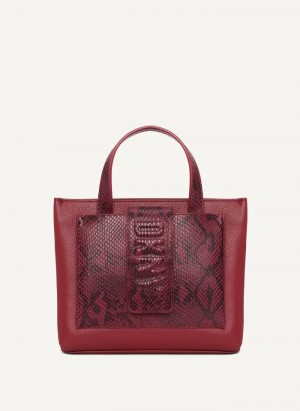 Red DKNY Uptown Exotic Leather Small Women's Tote Bags | Malaysia_D0868