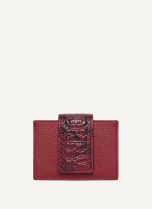 Red DKNY Uptown Leather Card Case Women's Wallets | Malaysia_D0675