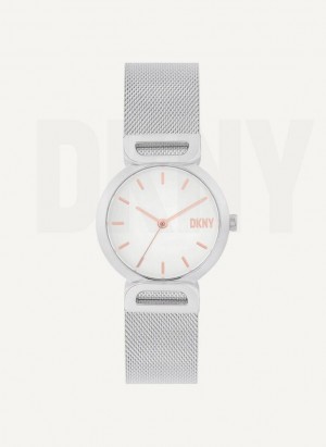 Silver DKNY Downtown Mesh Women's Watches | Malaysia_D0905