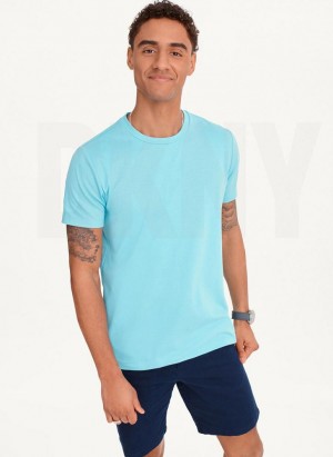 Turquoise DKNY Cotton Poly Pique Men's T Shirts | Malaysia_D0332