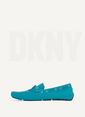 Turquoise DKNY Suede Driver Moccasin Men's Sneakers | Malaysia_D0719