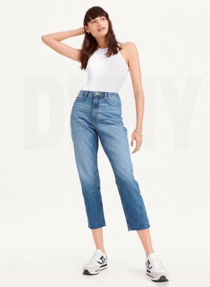 Wash DKNY Broome Cropped Distressed Women's Jeans | Malaysia_D1568