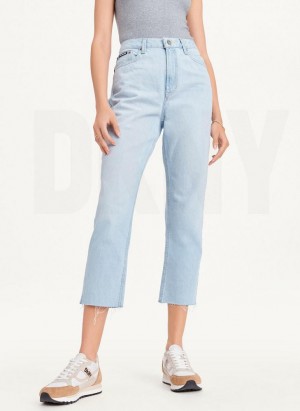 Wash DKNY Broome Cropped Distressed Women's Jeans | Malaysia_D1854