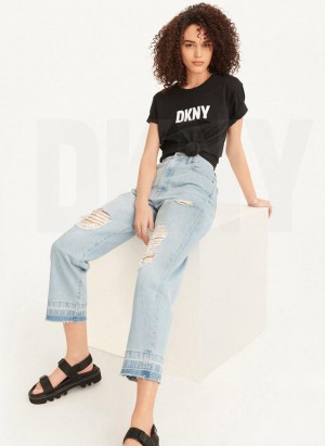 Wash DKNY Kent High Rise Distressed Women's Jeans | Malaysia_D1686
