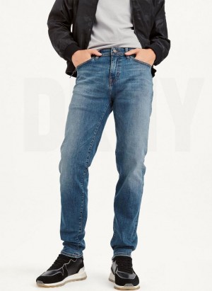 Wash DKNY Slim Straight Mid Wash Denim Men's Jeans | Malaysia_D0349
