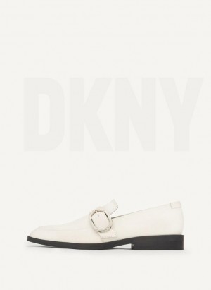 White DKNY Buckle Women's Loafers | Malaysia_D0550