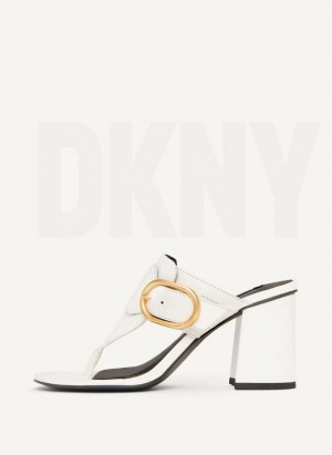 White DKNY Buckled Women's Heels | Malaysia_D1310