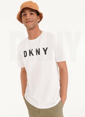 White DKNY Classic Logo Men's T Shirts | Malaysia_D1339