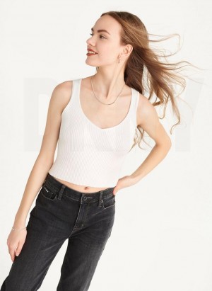 White DKNY Cropped Women's Tank Top | Malaysia_D0254