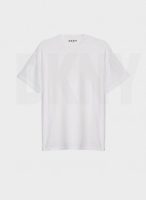 White DKNY Essential Men's T Shirts | Malaysia_D0758
