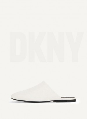 White DKNY Flat Women's Slides | Malaysia_D0116