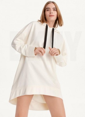 White DKNY French Terry Oversized Women's Hoodies | Malaysia_D1662