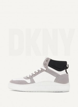 White DKNY Grey High Top Men's Boots | Malaysia_D1246
