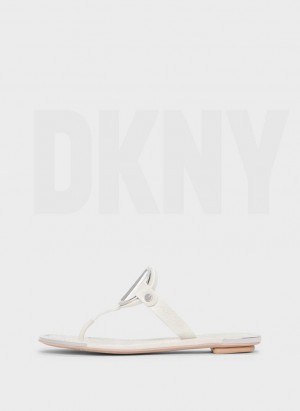 White DKNY Hartford Women's Flip Flops | Malaysia_D0569