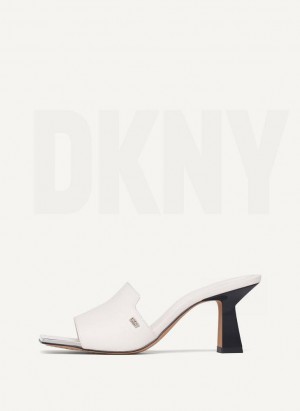 White DKNY Kailyned Mule Women's Heels | Malaysia_D0614