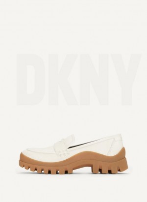 White DKNY Lug Sole Women's Loafers | Malaysia_D0651