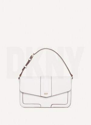 White DKNY Maxxe Flap Women's Shoulder Bags | Malaysia_D1183