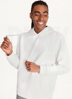 White DKNY Novelty Quilted Texture Men's Hoodies | Malaysia_D1901