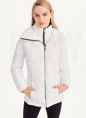 White DKNY Packable Women's Coats | Malaysia_D1760
