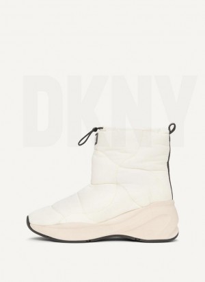 White DKNY Puffy Wedge Women's Boots | Malaysia_D1288