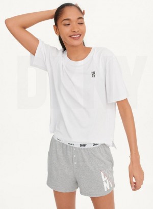 White DKNY Sleep Top Women's Pajamas | Malaysia_D1039