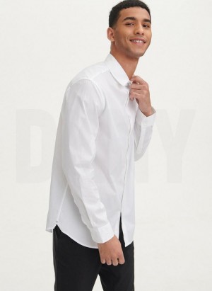 White DKNY Solid Woven Men's Shirts | Malaysia_D1972