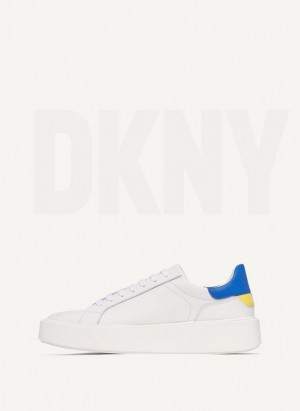 White DKNY Stacked Court Men's Sneakers | Malaysia_D0253