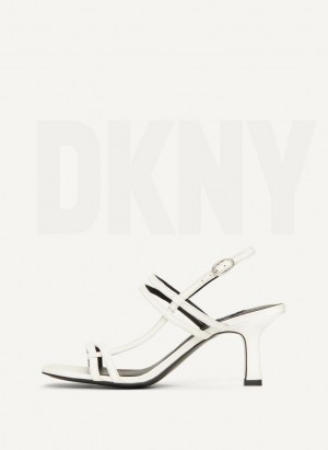 White DKNY Strappy Women's Heels | Malaysia_D0432