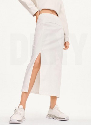 White DKNY Terry Denim Women's Skirts | Malaysia_D0633