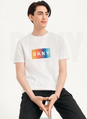 White DKNY Tropical Ombre Men's T Shirts | Malaysia_D0144