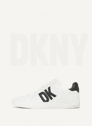 White / Black DKNY Abeni Lace Up Women's Sneakers | Malaysia_D0632