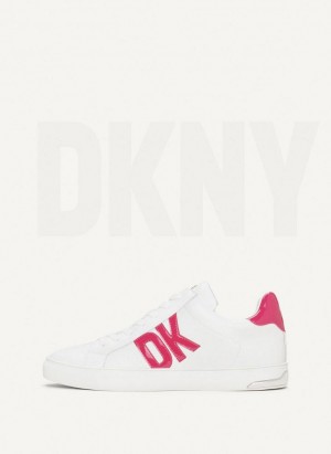 White / Pink DKNY Abeni Lace Up Women's Sneakers | Malaysia_D1261