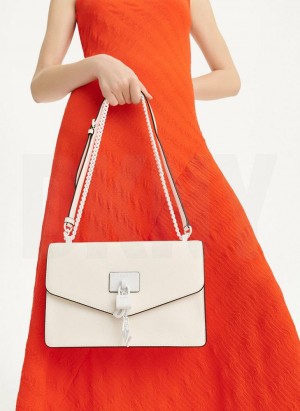 White / White DKNY Elissa Large Flap Women's Shoulder Bags | Malaysia_D0851