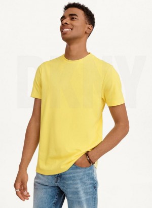 Yellow DKNY Cotton Poly Pique Men's T Shirts | Malaysia_D1926