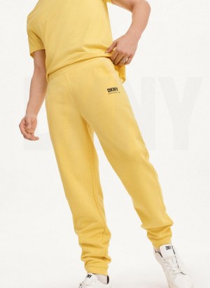 Yellow DKNY French Terry Men's Pants | Malaysia_D0511
