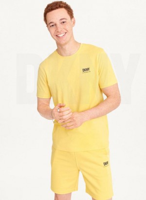 Yellow DKNY Left Chest Men's T Shirts | Malaysia_D0482