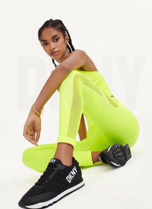 Yellow DKNY Rib Knit High Waisted Seamless Women's Leggings | Malaysia_D0372